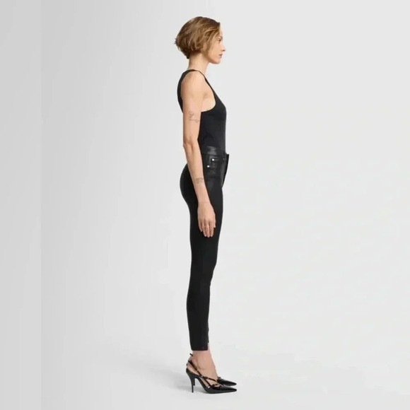 7 for all mankind ; B(AIR) HIGH WAIST ANKLE SKINNY IN COATED BLACK - Picture 4 of 11